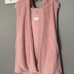 Pink Open Vest w/ Hood